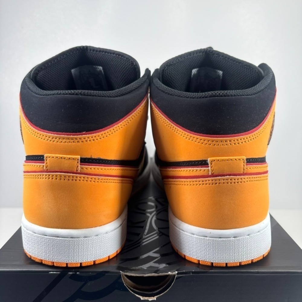 Nike Air Jordan 1 Mid SE Fat Tongue Men's US 13 Black/Vivid Orange FJ4923-008 - Picture 4 of 16